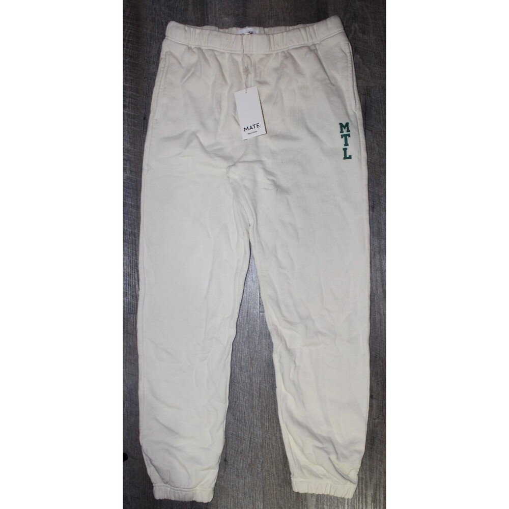 Mate The Label LOGO Organic Fleece Relaxed Pocket‎ Jogger Sweatpants BONE $138 S